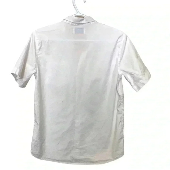 Old Navy Boys Button Up Short Sleeve Shirt Cotton Elastane Bright White - Picture 3 of 6